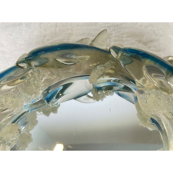 Dolphin-Themed Oval Mirror With Blue & Clear Resin Frame - Picture 5 of 12